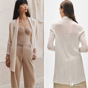 White + Warren the Cashmere Trapeze Cardigan in soft white NWT